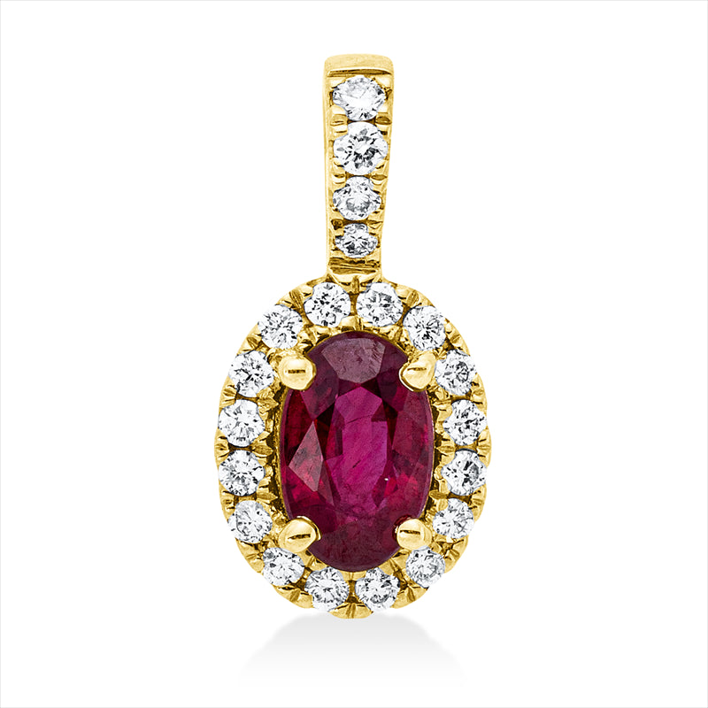 Anhänger mit Rubin  aus 750/-18 Karat Gelbgold mit 20 Diamanten 0