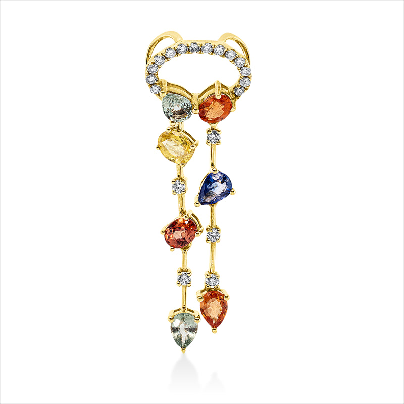 Anhänger mit Saphir  aus 750/-18 Karat Gelbgold mit 19 Diamanten 0