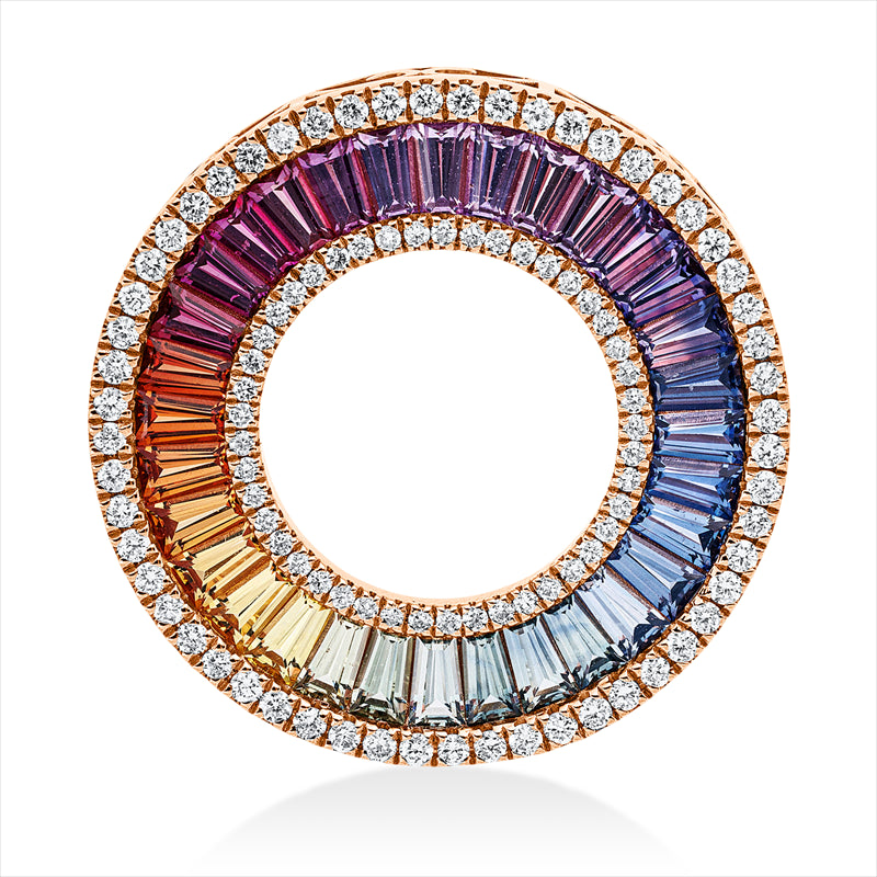 Anhänger mit Saphir  aus 750/-18 Karat Rotgold mit 101 Diamanten 0