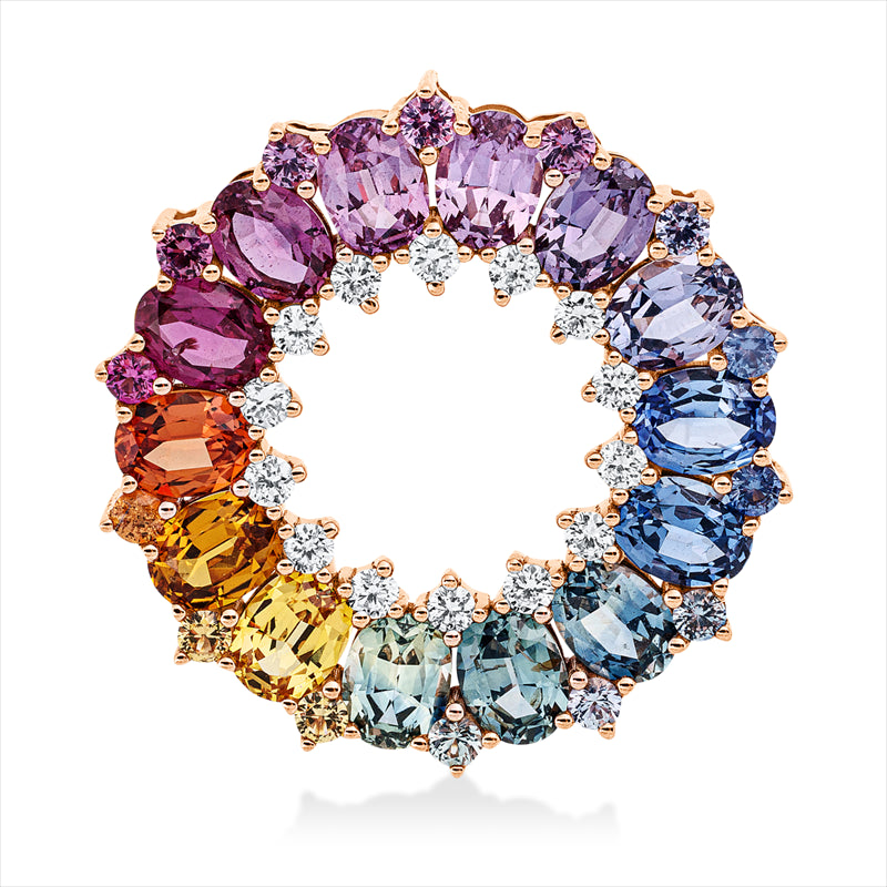 Anhänger mit Saphir  aus 750/-18 Karat Rotgold mit 14 Diamanten 0