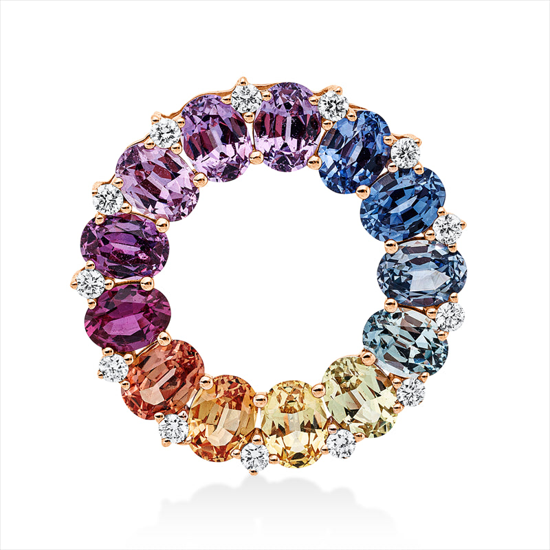 Anhänger mit Saphir  aus 750/-18 Karat Rotgold mit 13 Diamanten 0