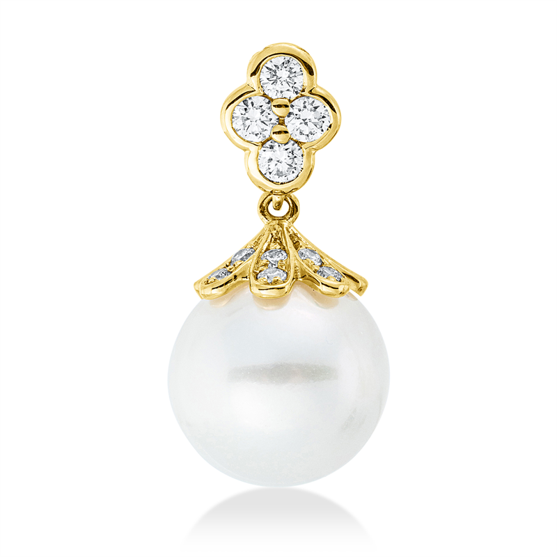 Anhänger   mit Süßwasserperle aus 585/-14 Karat Gelbgold mit 10 Diamanten 0