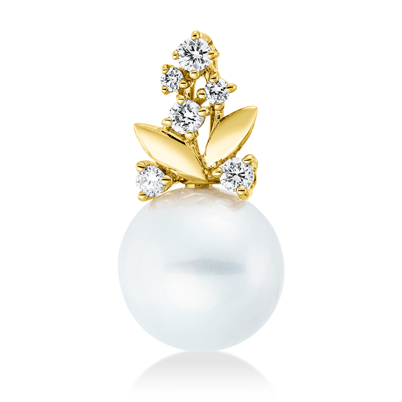 Anhänger   mit Süßwasserperle aus 585/-14 Karat Gelbgold mit 6 Diamanten 0