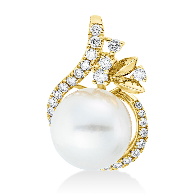 Anhänger   mit Süßwasserperle aus 585/-14 Karat Gelbgold mit 29 Diamanten 0