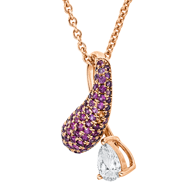 Anhänger mit Rubin  aus 750/-18 Karat Rotgold mit 1 Diamant 0