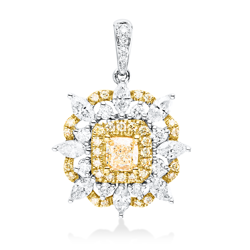 Anhänger    aus 750/-18 Karat Weißgold / Gelbgold mit 162 Diamanten 1
