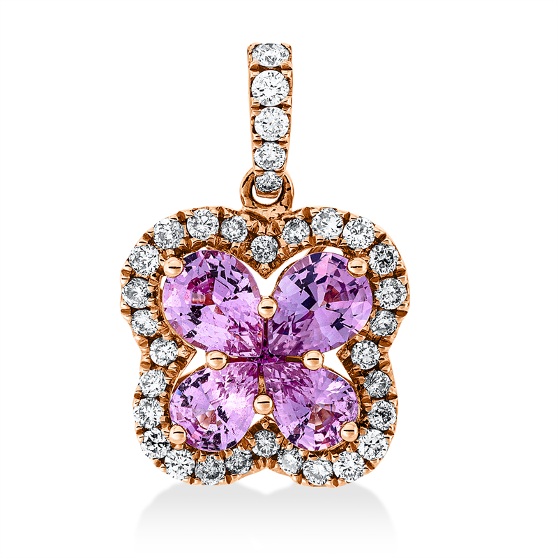 Anhänger mit Saphir  aus 750/-18 Karat Rotgold mit 33 Diamanten 0