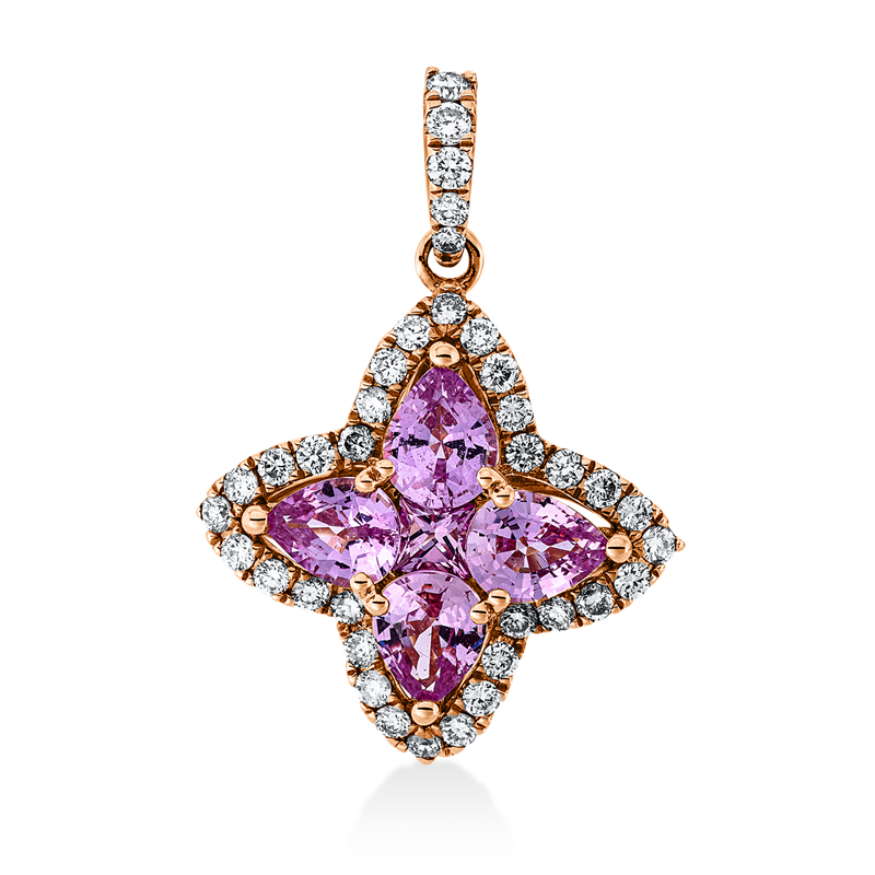 Anhänger mit Saphir  aus 750/-18 Karat Rotgold mit 37 Diamanten 0