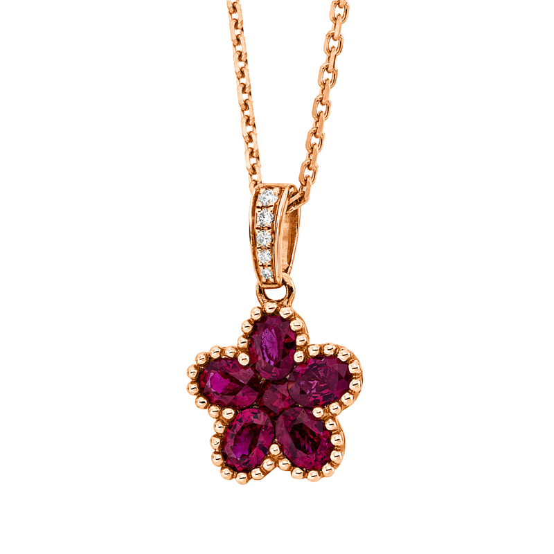 Anhänger mit Rubin  aus 585/-14 Karat Gelbgold mit 5 Diamanten 0