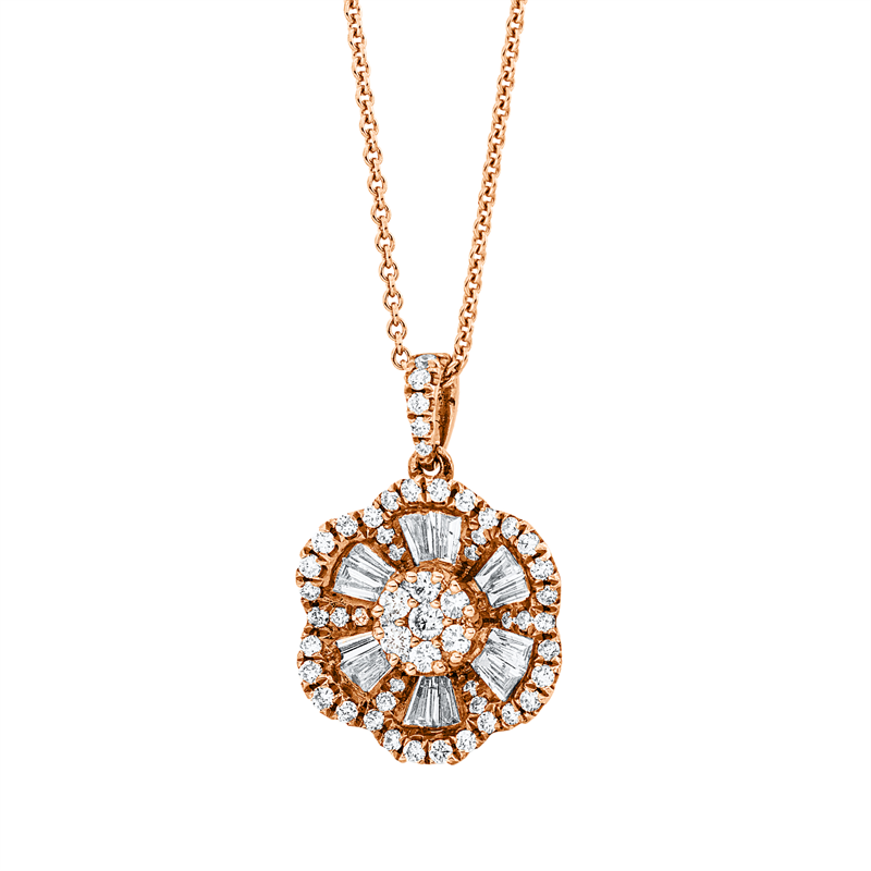 Anhänger    aus 750/-18 Karat Rotgold mit 72 Diamanten 1