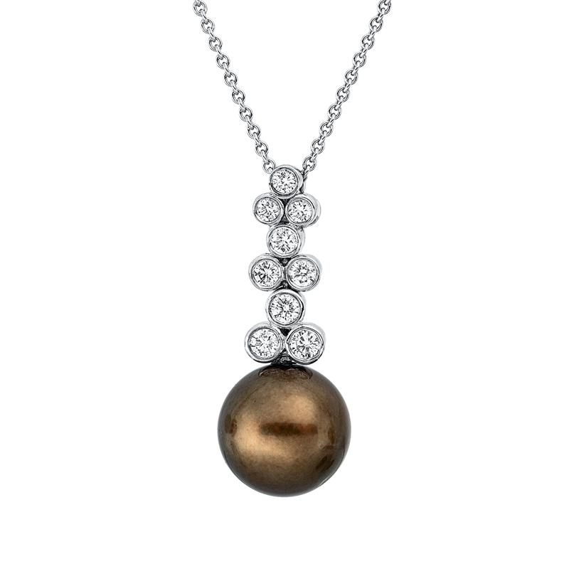 Anhänger   mit Zuchtperle aus 750/-18 Karat Weißgold mit 9 Diamanten 0