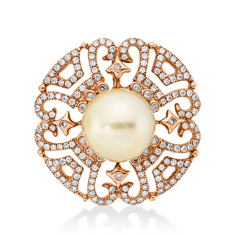 Anhänger   mit Südseeperle aus 750/-18 Karat Rotgold mit 160 Diamanten 0