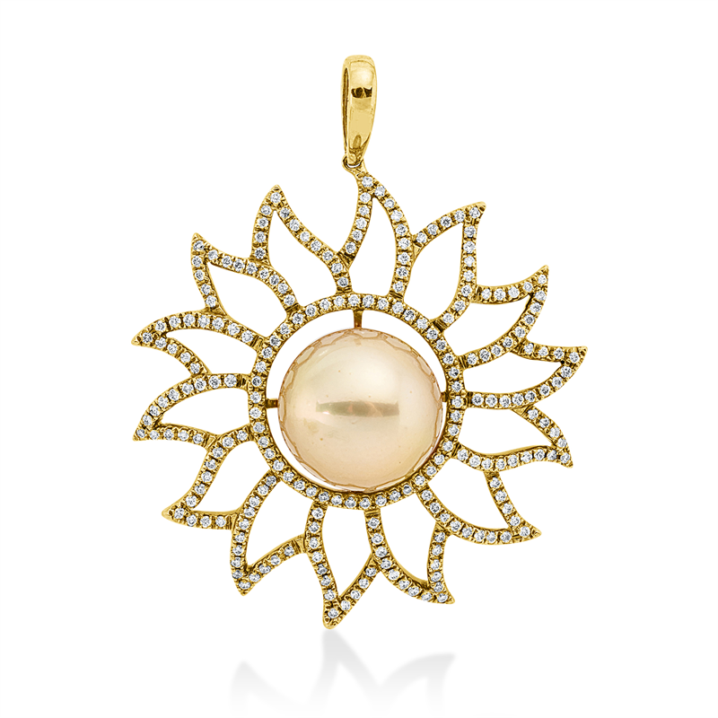 Anhänger   mit Südseeperle aus 750/-18 Karat Gelbgold mit 221 Diamanten 0
