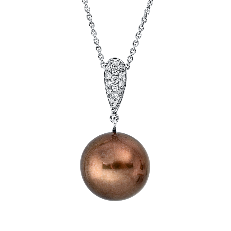 Anhänger   mit Zuchtperle aus 750/-18 Karat Weißgold mit 16 Diamanten 0