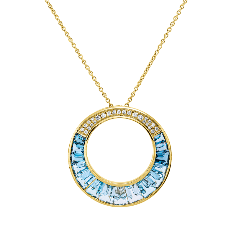 Anhänger mit Topas  aus 750/-18 Karat Gelbgold mit 25 Diamanten 0