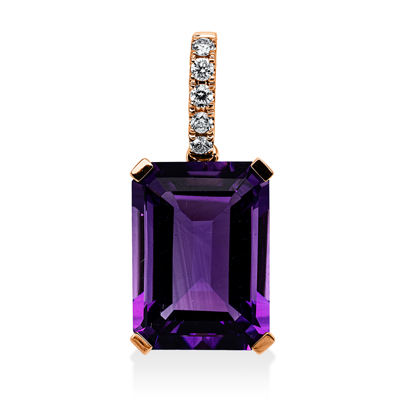Anhänger mit Amethyst  aus 750/-18 Karat Rotgold mit 5 Diamanten 0