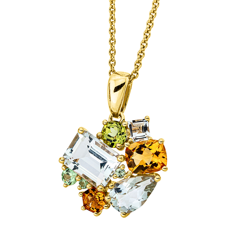 Anhänger mit Granat  aus 750/-18 Karat Gelbgold  
