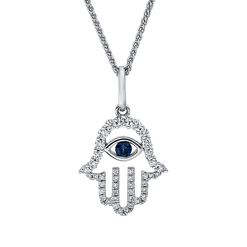 Anhänger mit Saphir  aus 750/-18 Karat Weißgold mit 41 Diamanten 0