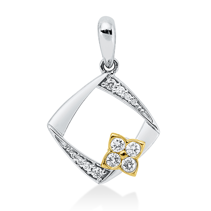 Anhänger    aus 750/-18 Karat Weißgold / Gelbgold mit 12 Diamanten 0