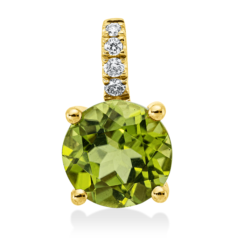 Anhänger mit Peridot  aus 750/-18 Karat Gelbgold mit 4 Diamanten 0