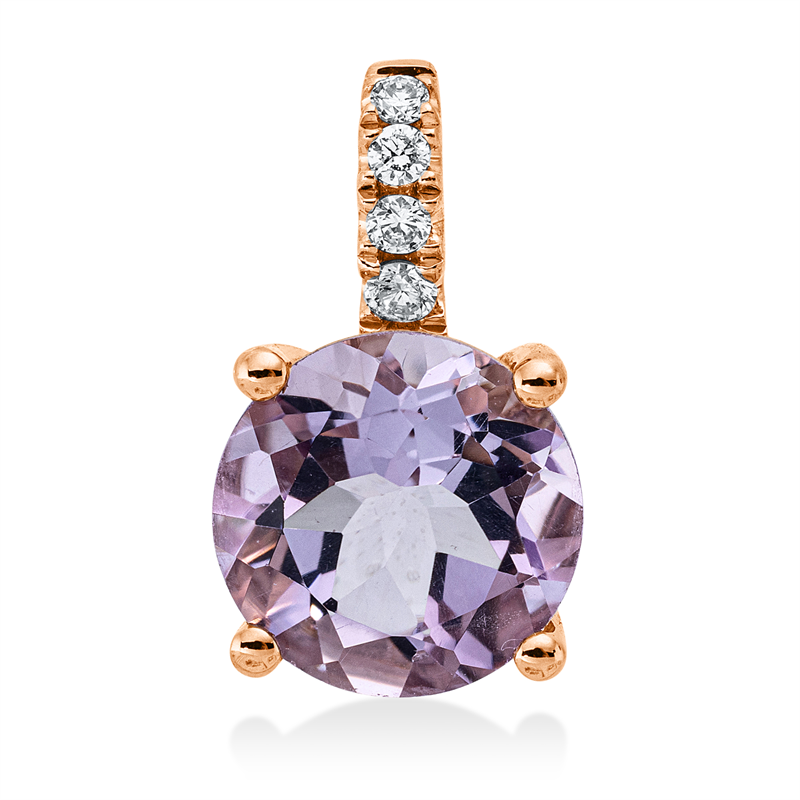 Anhänger mit Amethyst  aus 750/-18 Karat Rotgold mit 4 Diamanten 0