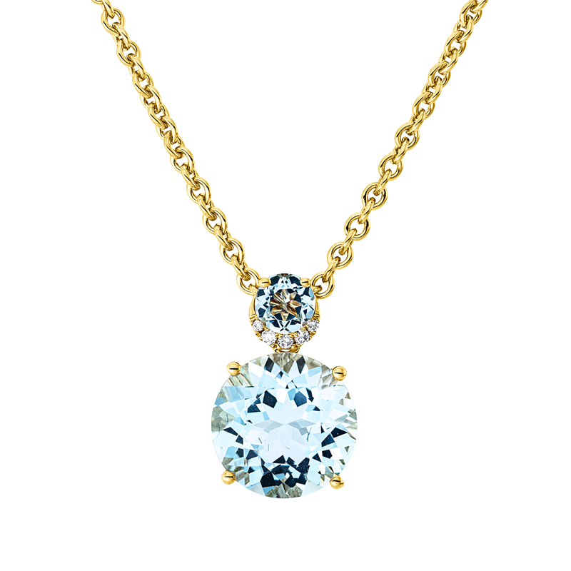 Anhänger mit Topas  aus 750/-18 Karat Gelbgold mit 5 Diamanten 0