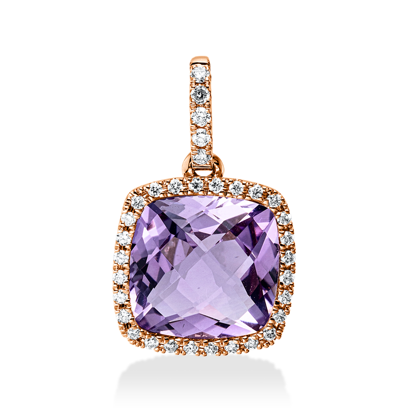 Anhänger mit Amethyst  aus 750/-18 Karat Rotgold mit 33 Diamanten 0