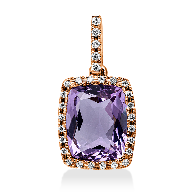 Anhänger mit Amethyst  aus 750/-18 Karat Rotgold mit 29 Diamanten 0