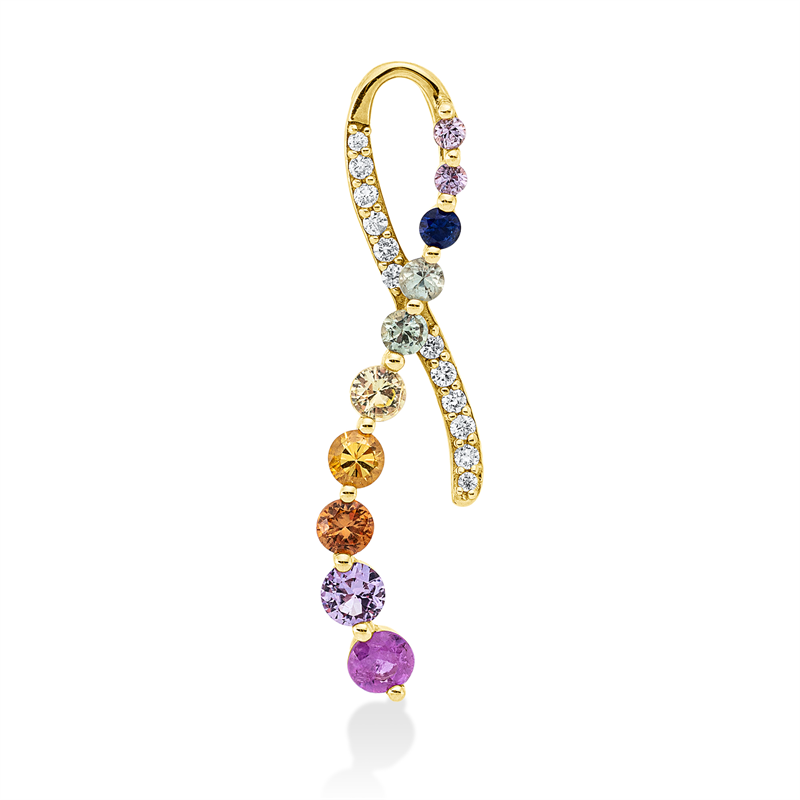 Anhänger mit Saphir  aus 585/-14 Karat Gelbgold mit 12 Diamanten 0