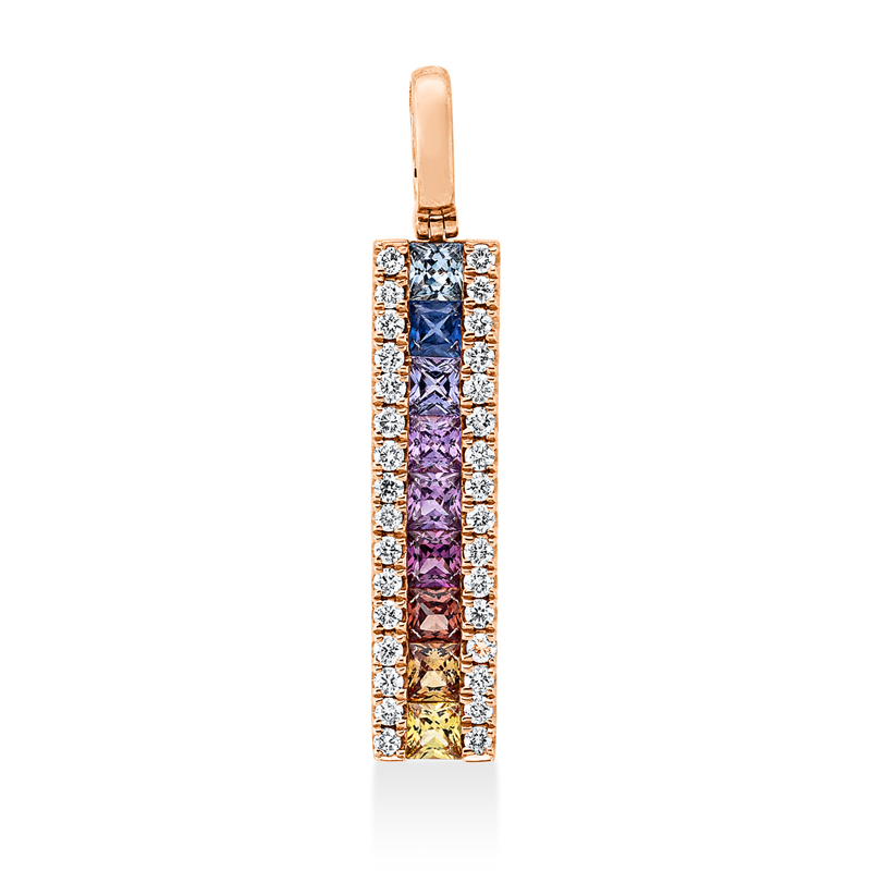 Anhänger mit Saphir  aus 750/-18 Karat Rotgold mit 32 Diamanten 0