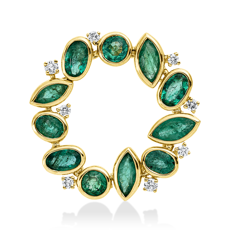 Anhänger mit Smaragd  aus 750/-18 Karat Gelbgold mit 8 Diamanten 0