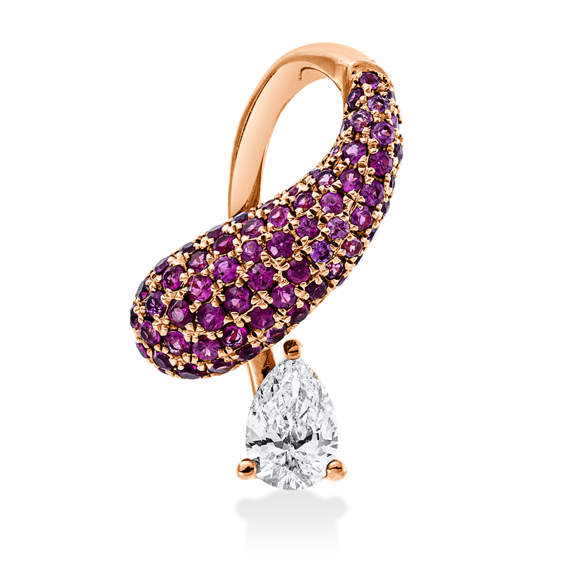 Anhänger mit Rubin  aus 750/-18 Karat Rotgold mit 1 Diamant 0