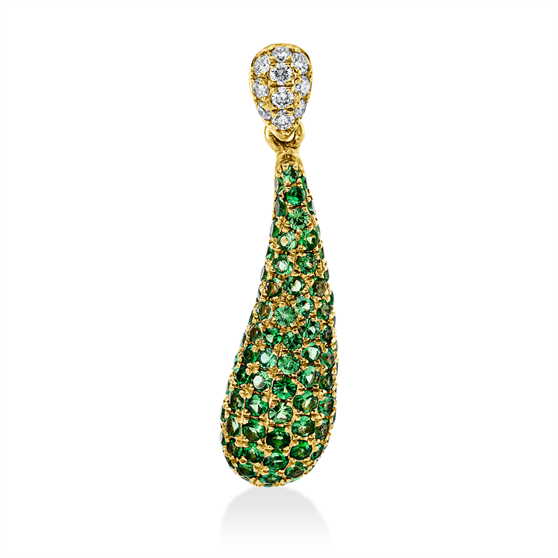Anhänger mit Tsavorith  aus 750/-18 Karat Gelbgold mit 10 Diamanten 0