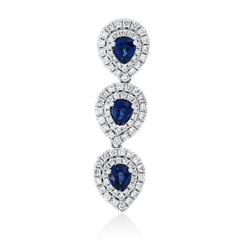 Anhänger mit Saphir  aus 750/-18 Karat Weißgold mit 93 Diamanten 0