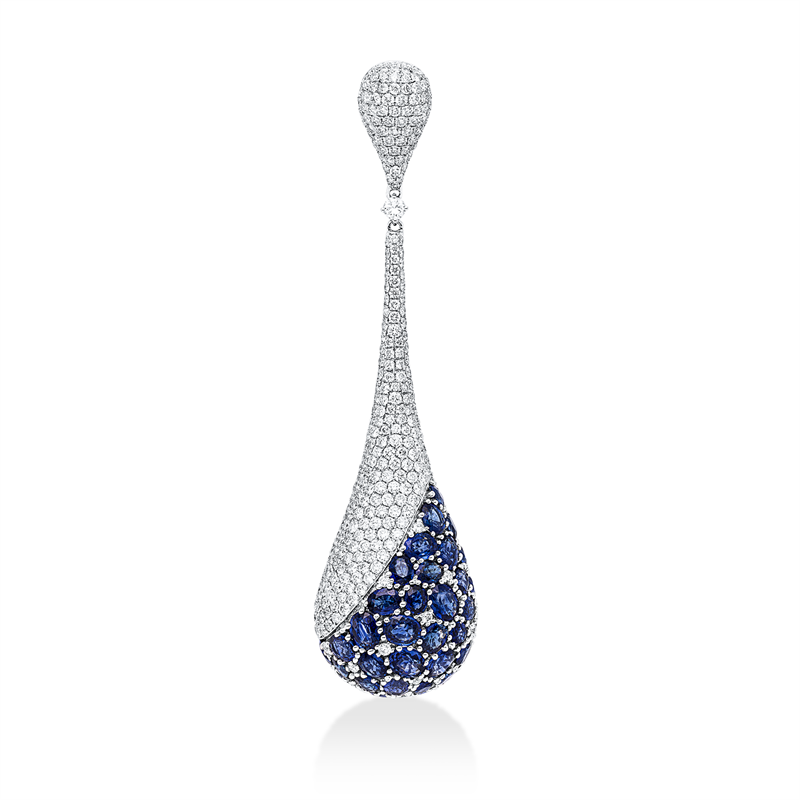 Anhänger mit Saphir  aus 750/-18 Karat Weißgold mit 289 Diamanten 4
