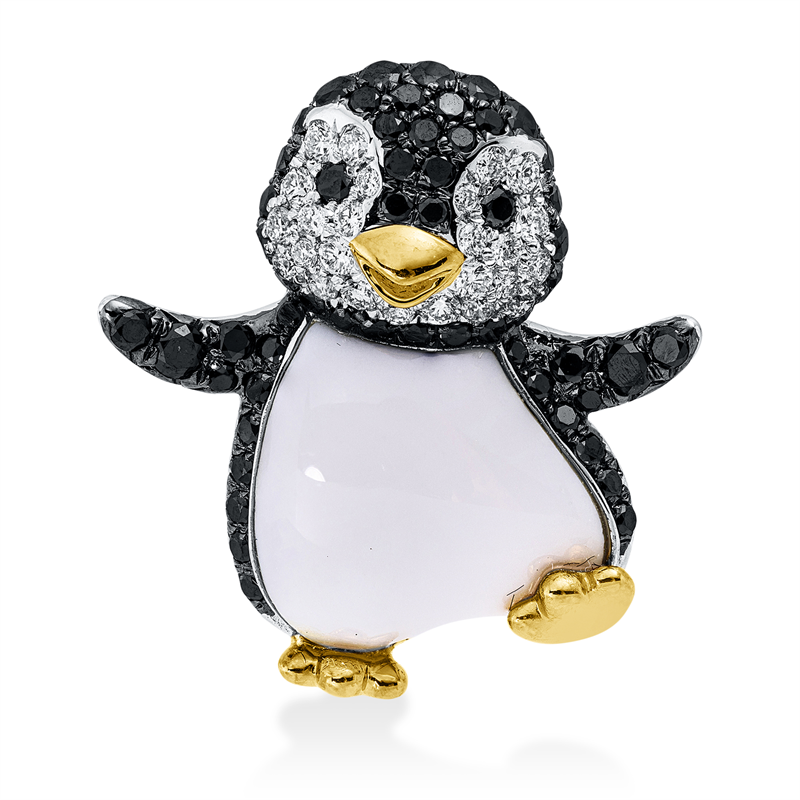 Anhänger mit Achat  aus 750/-18 Karat Weißgold / Gelbgold mit 81 Diamanten 0