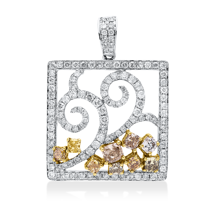 Anhänger    aus 750/-18 Karat Weißgold / Gelbgold mit 131 Diamanten 2