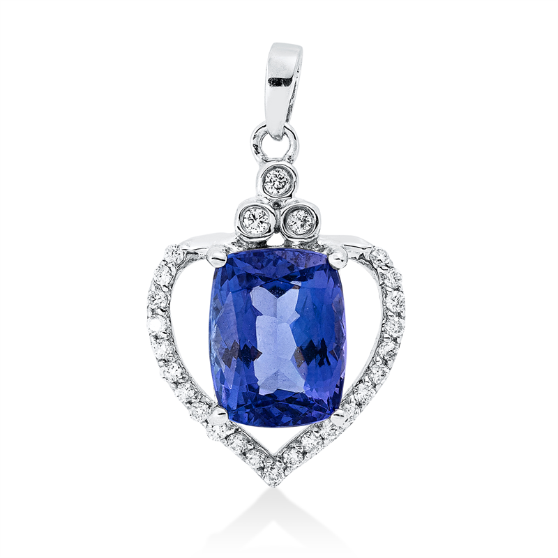 Anhänger mit Tansanit  aus 750/-18 Karat Weißgold mit 24 Diamanten 0