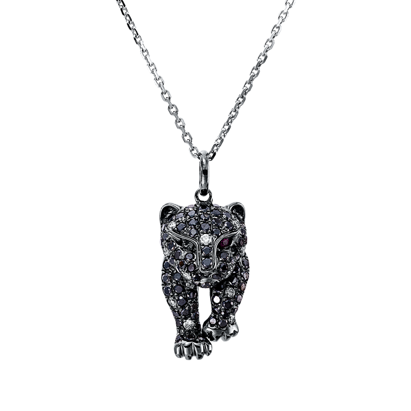 Anhänger mit Rubin  aus 750/-18 Karat Weißgold mit 95 Diamanten 1