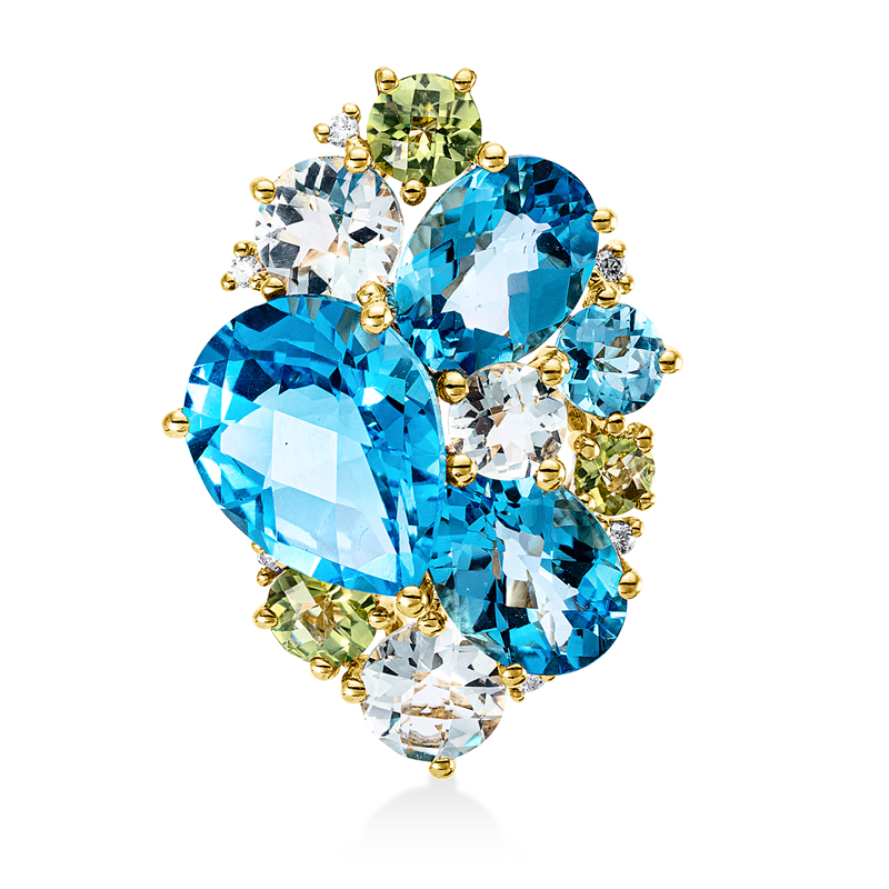 Anhänger mit Peridot  aus 750/-18 Karat Gelbgold mit 6 Diamanten 0