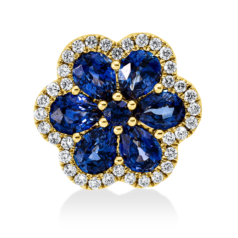 Anhänger mit Saphir  aus 750/-18 Karat Gelbgold mit 36 Diamanten 0