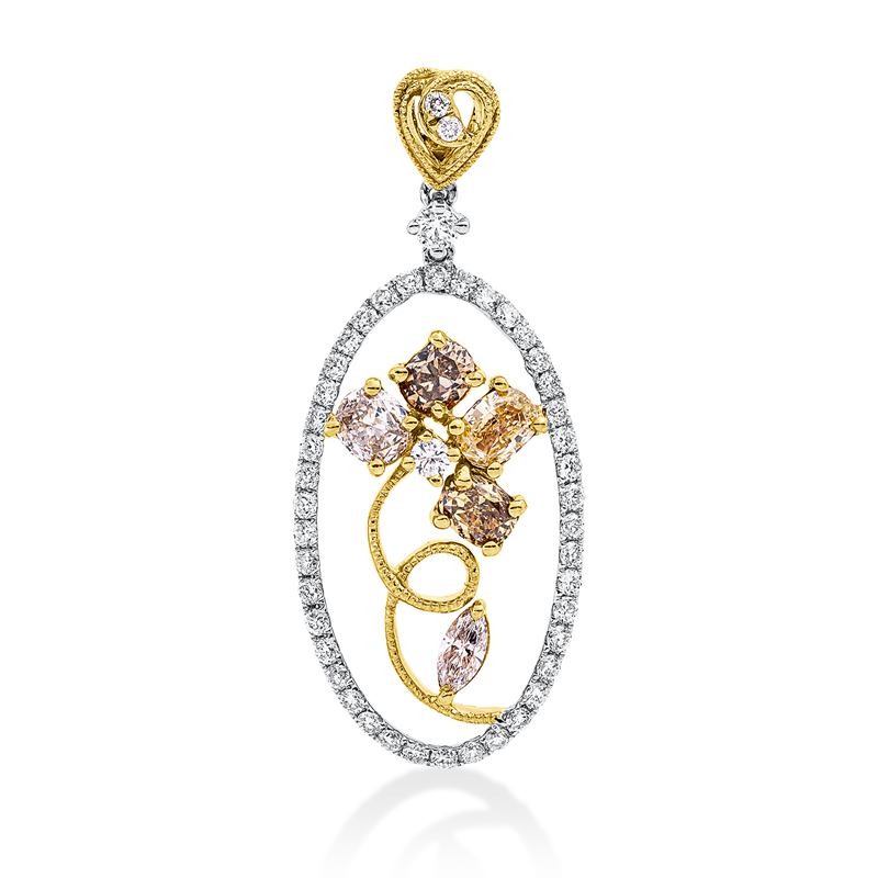 Anhänger    aus 750/-18 Karat Weißgold / Gelbgold / Rotgold mit 51 Diamanten 1
