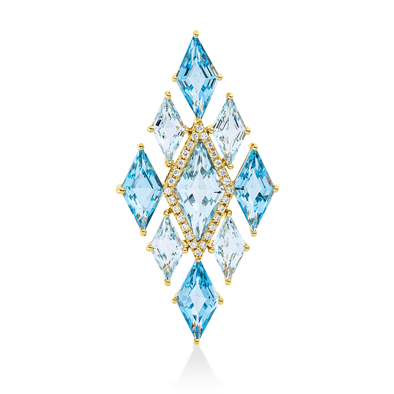 Anhänger mit Topas  aus 750/-18 Karat Gelbgold mit 28 Diamanten 0