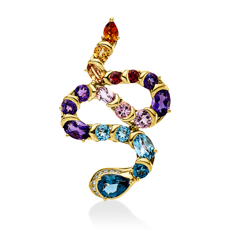 Anhänger mit Citrin  aus 750/-18 Karat Gelbgold mit 10 Diamanten 0