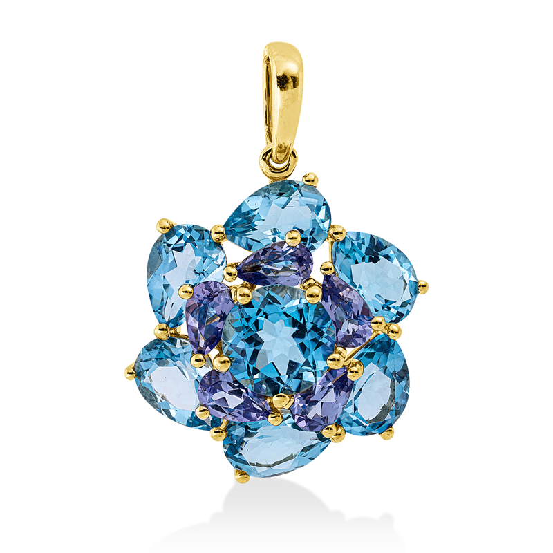 Anhänger mit Tansanit  aus 750/-18 Karat Gelbgold  