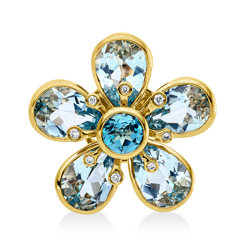 Anhänger mit Topas  aus 750/-18 Karat Gelbgold mit 8 Diamanten 0