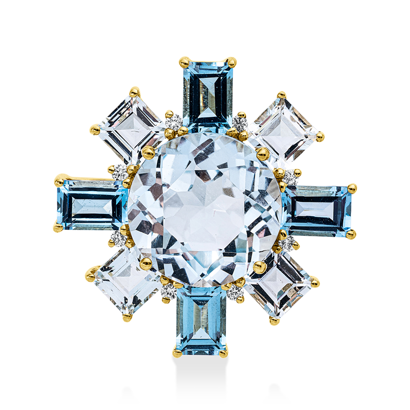 Anhänger mit Topas  aus 750/-18 Karat Gelbgold mit 8 Diamanten 0