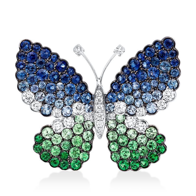 Anhänger mit Tsavorith  aus 750/-18 Karat Weißgold mit 22 Diamanten 0