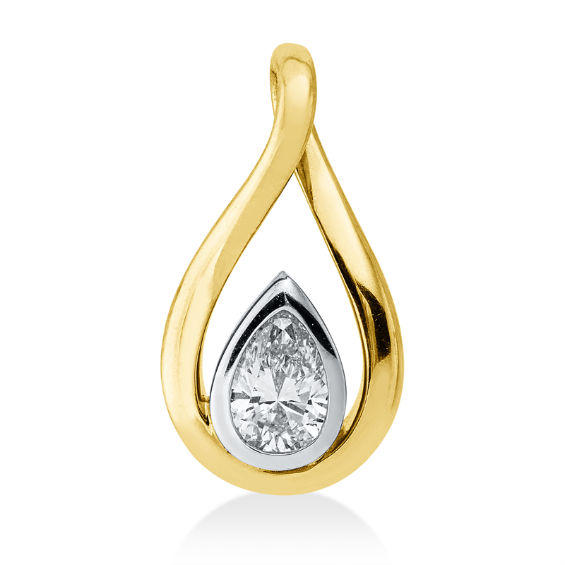 Anhänger    aus 750/-18 Karat Gelbgold / Weißgold mit 1 Diamant 0