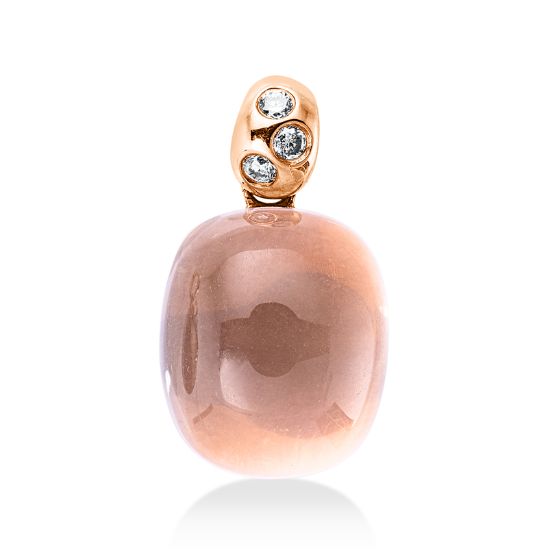 Anhänger mit Rosenquarz  aus 750/-18 Karat Rotgold mit 3 Diamanten 0